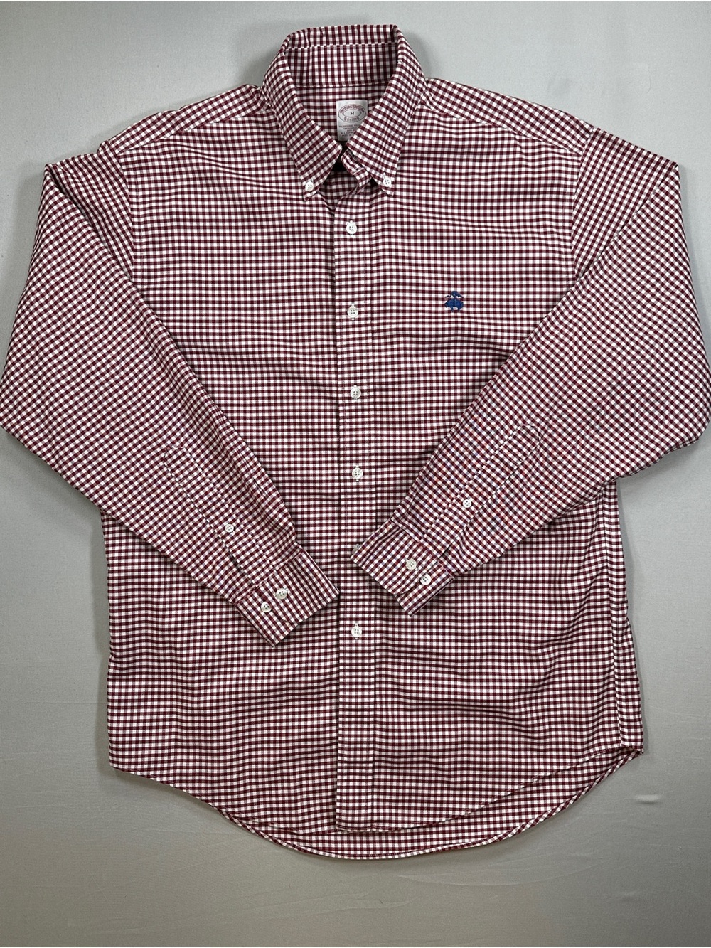 Brooks Brothers Mens M Red Gingham Check Non Iron Shirt